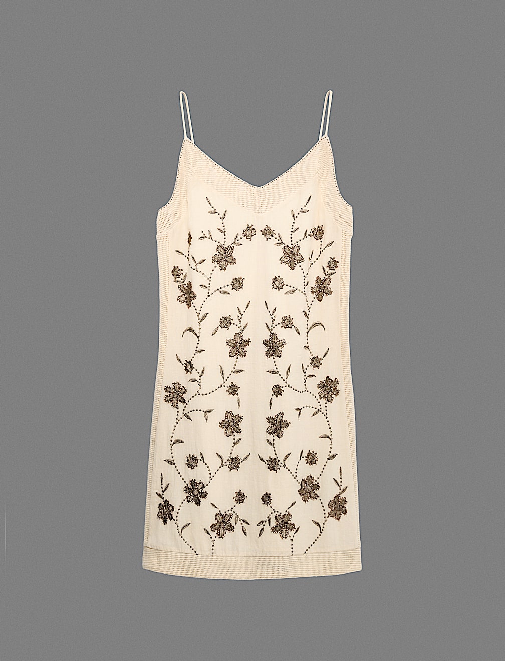 Pure Cotton Embellished V-Neck Mini Cami Dress