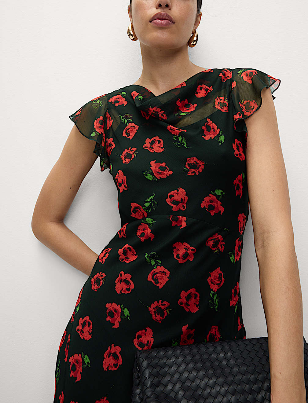 Printed Cowl Neck Midaxi Dress