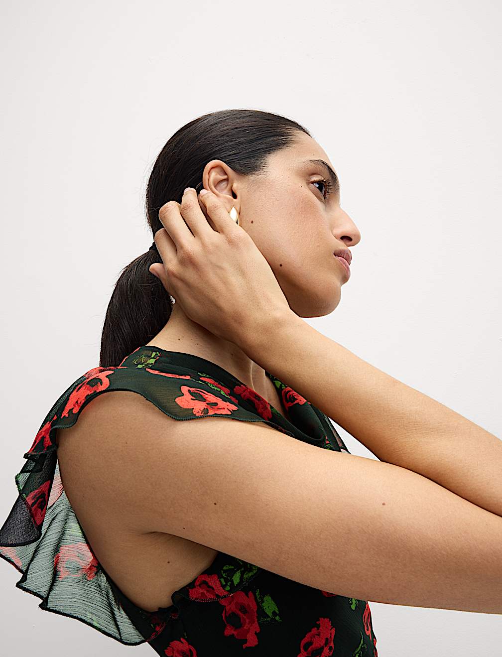 Printed Cowl Neck Midaxi Dress