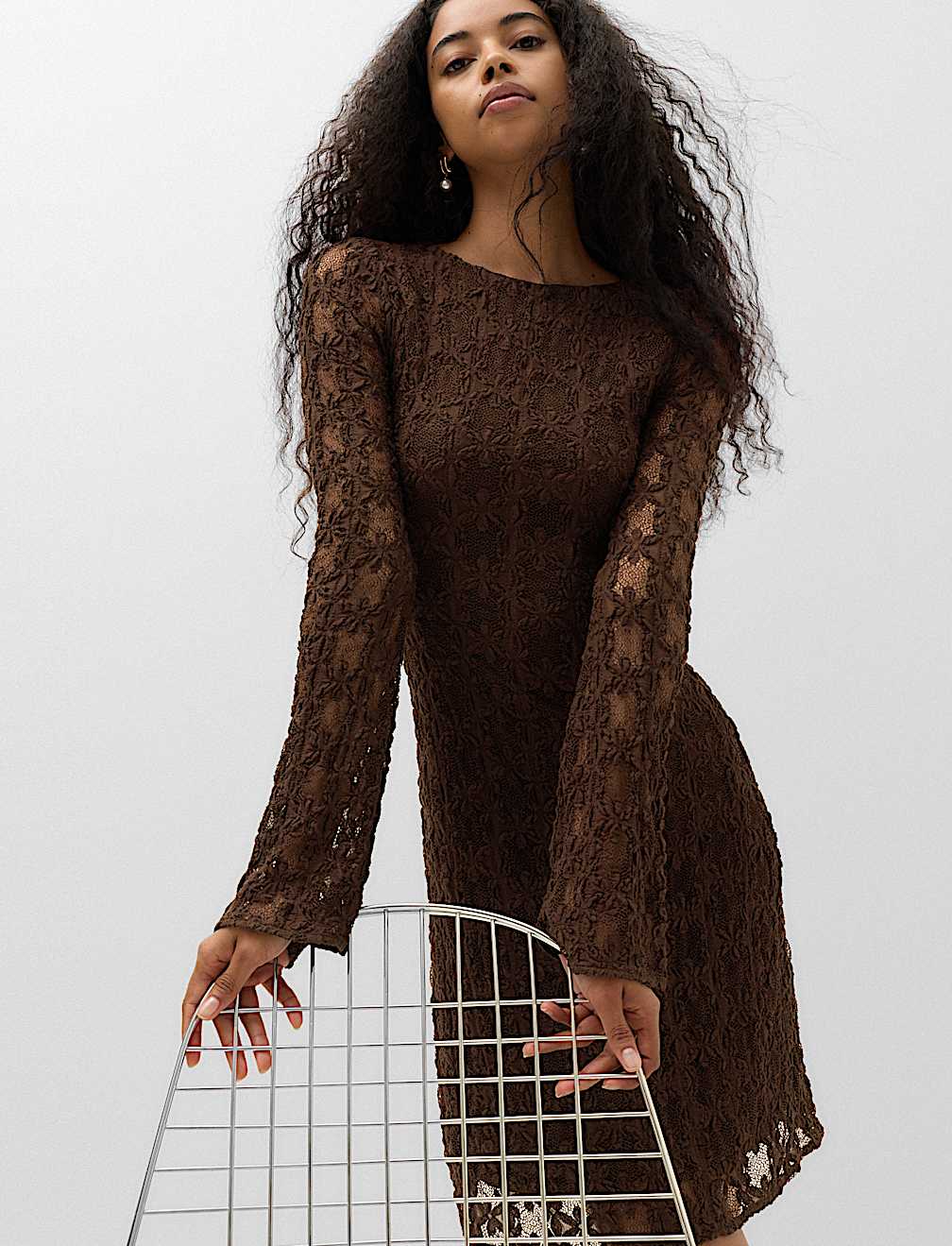 Jersey Lace Mini Skater Dress