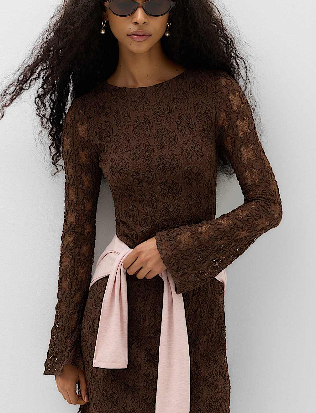 Jersey Lace Mini Skater Dress