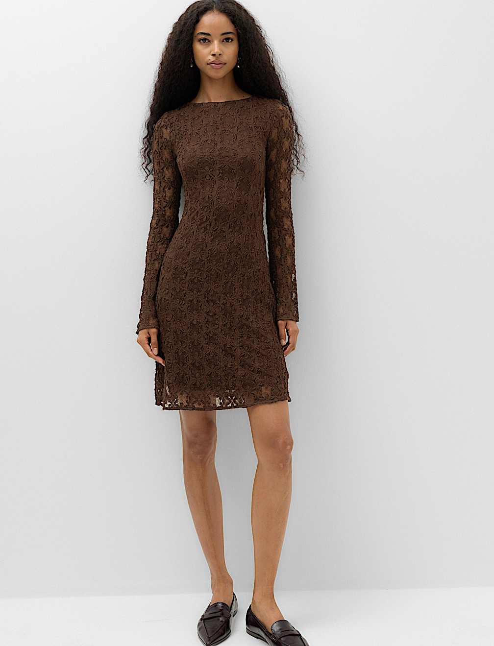 Jersey Lace Mini Skater Dress