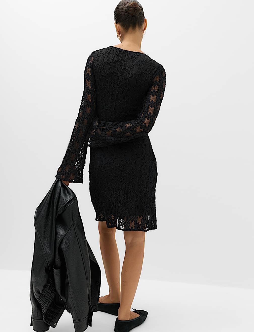 Jersey Lace Mini Skater Dress