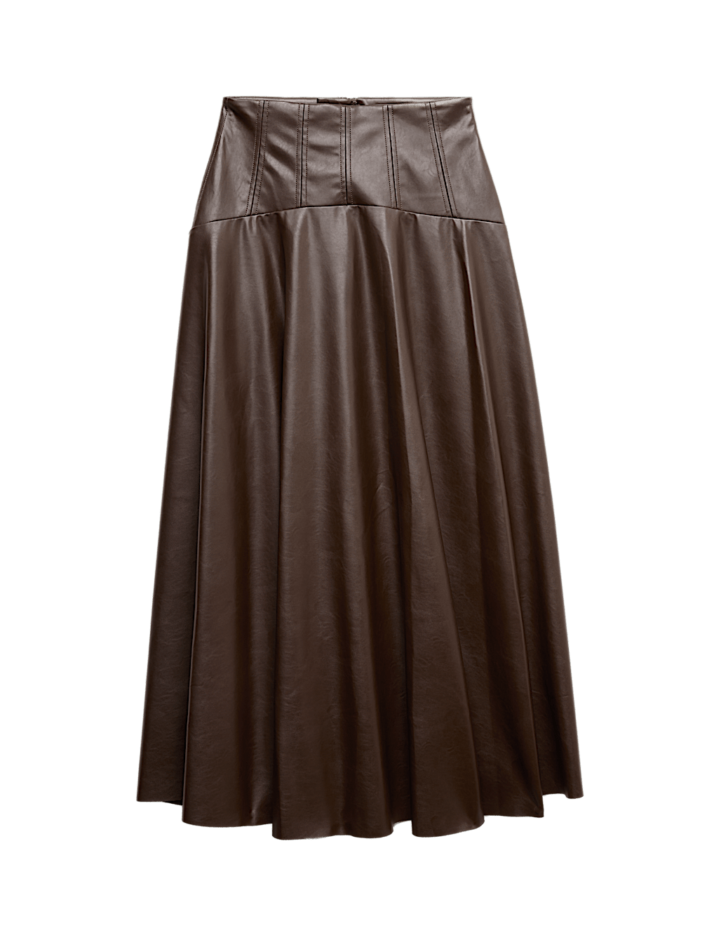 Leather Look Panelled Midaxi Skirt