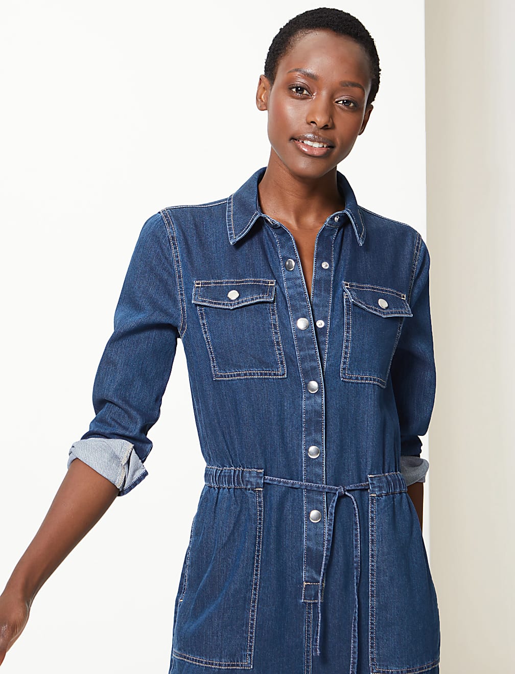Denim Button Detailed Jumpsuit