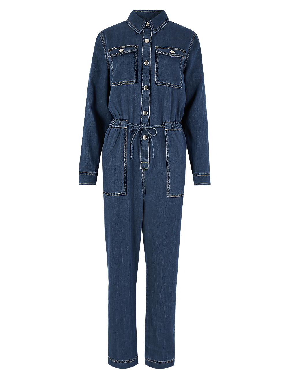 Denim Button Detailed Jumpsuit