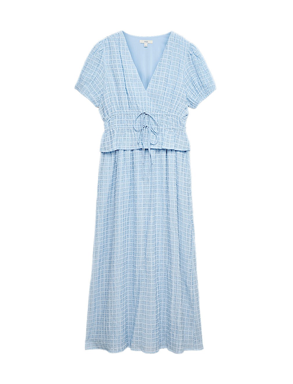 Lyocell Blend V-Neck Midi Waisted Dress