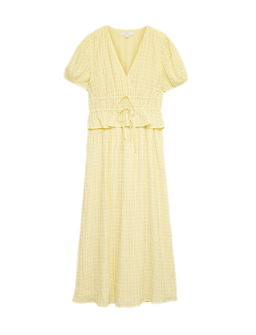 Lyocell Blend V-Neck Midi Waisted Dress