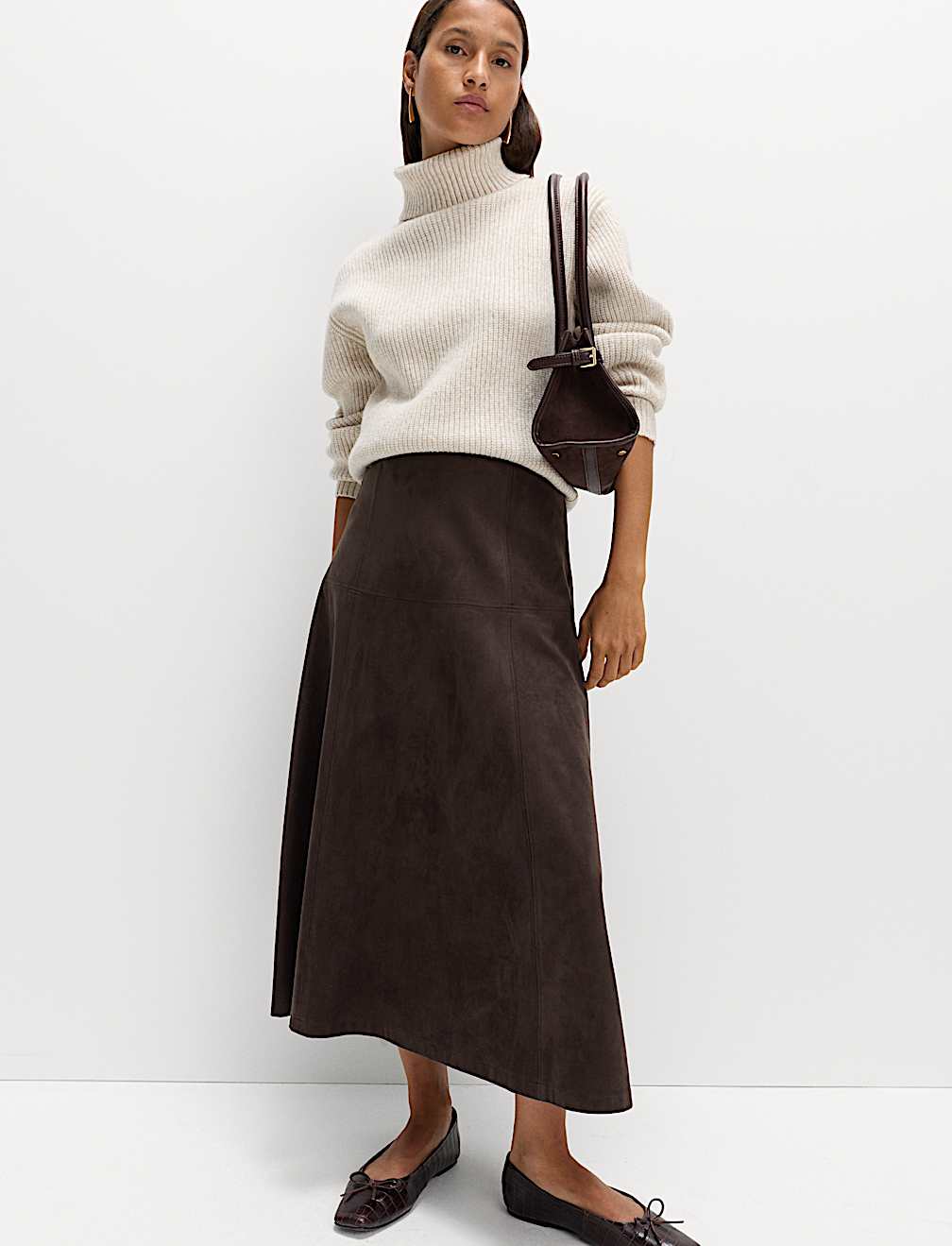 Suedette Maxi A-Line Skirt