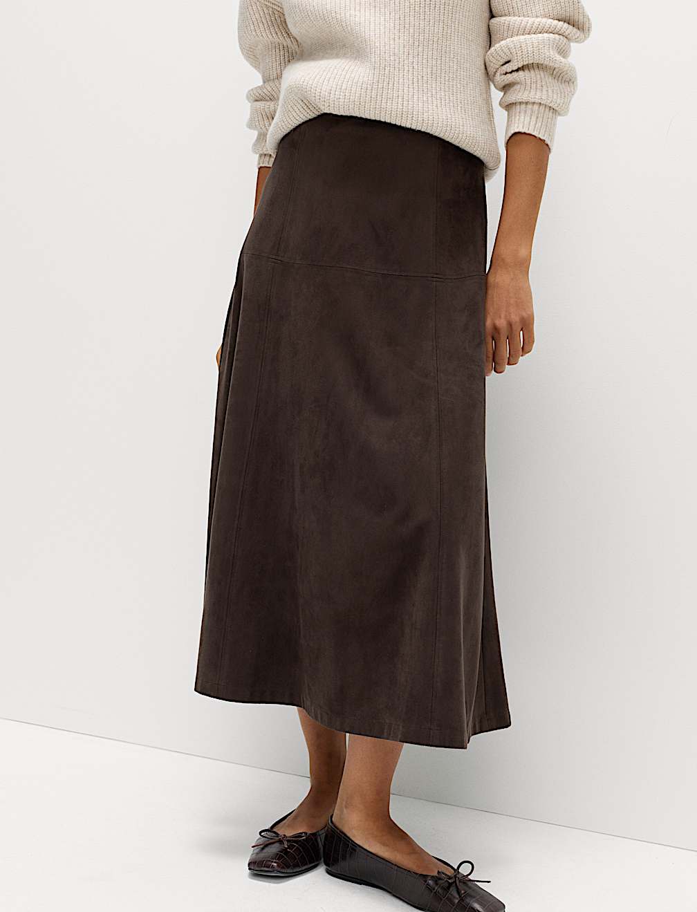 Suedette Maxi A-Line Skirt