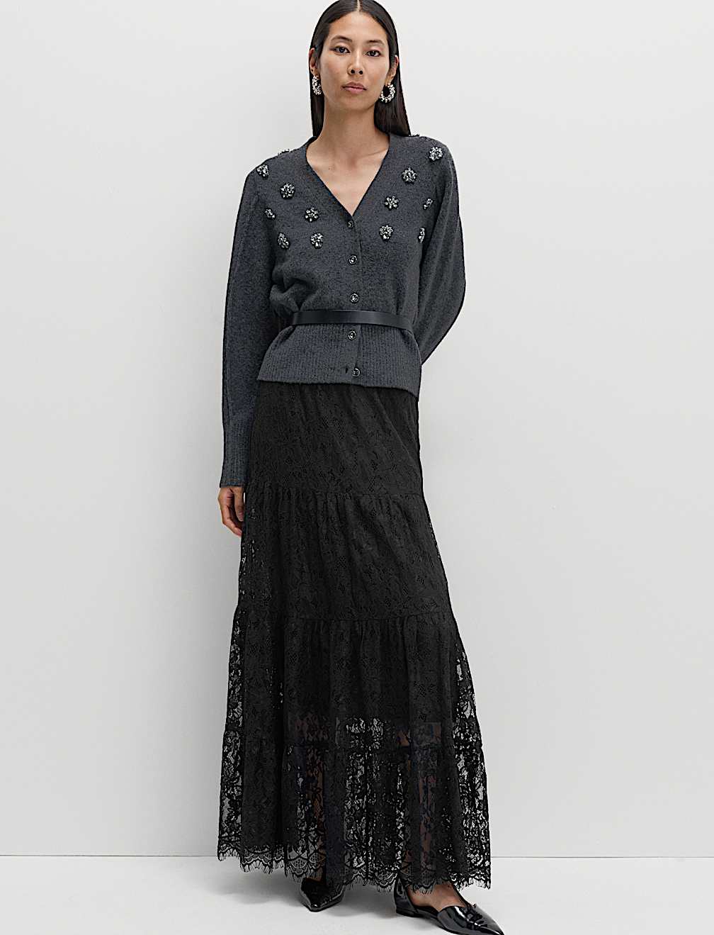 Lace Maxi Tiered Skirt