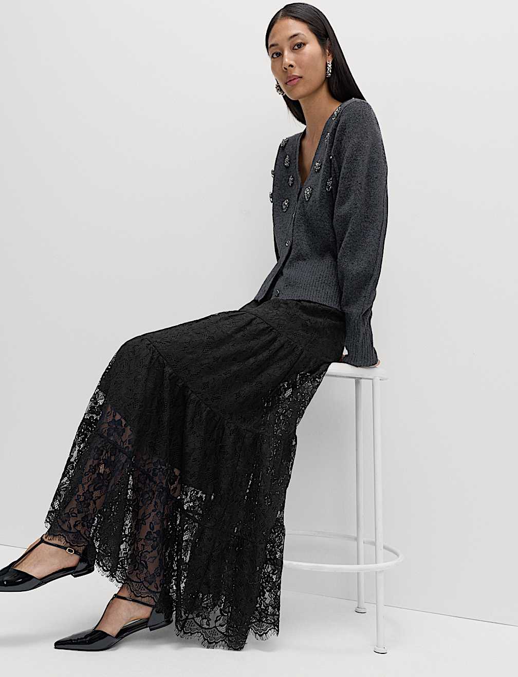 Lace Maxi Tiered Skirt