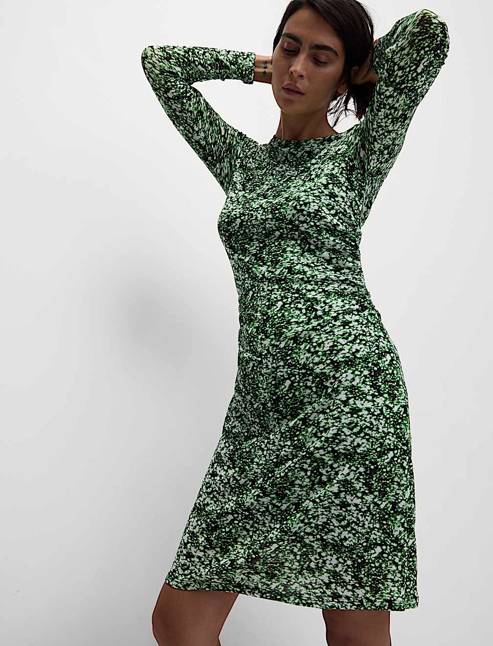 Mesh Jersey Mini Column Dress