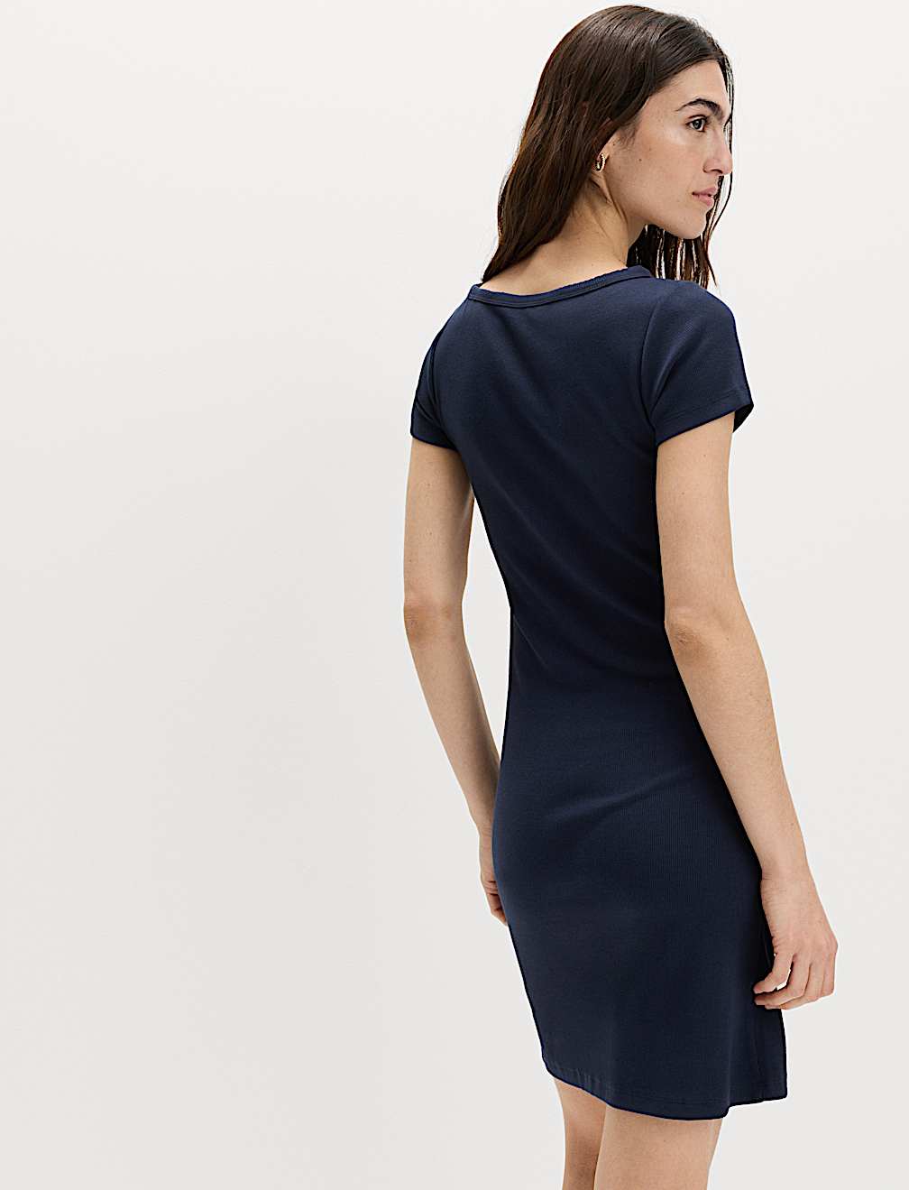 Cotton Rich Slash Neck Mini Column Dress