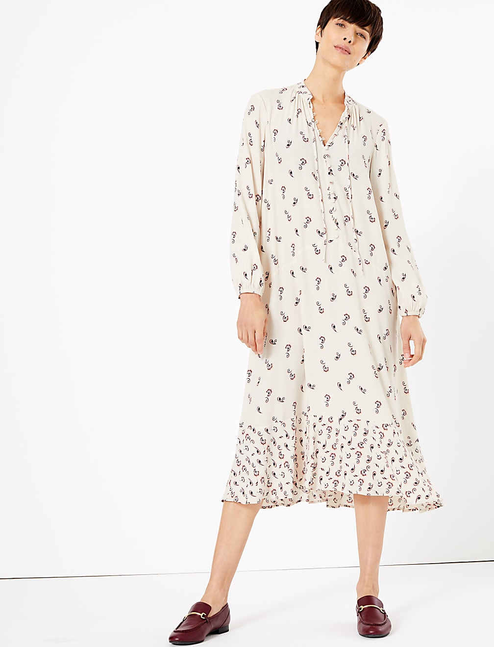 Printed Relaxed Midi Dress