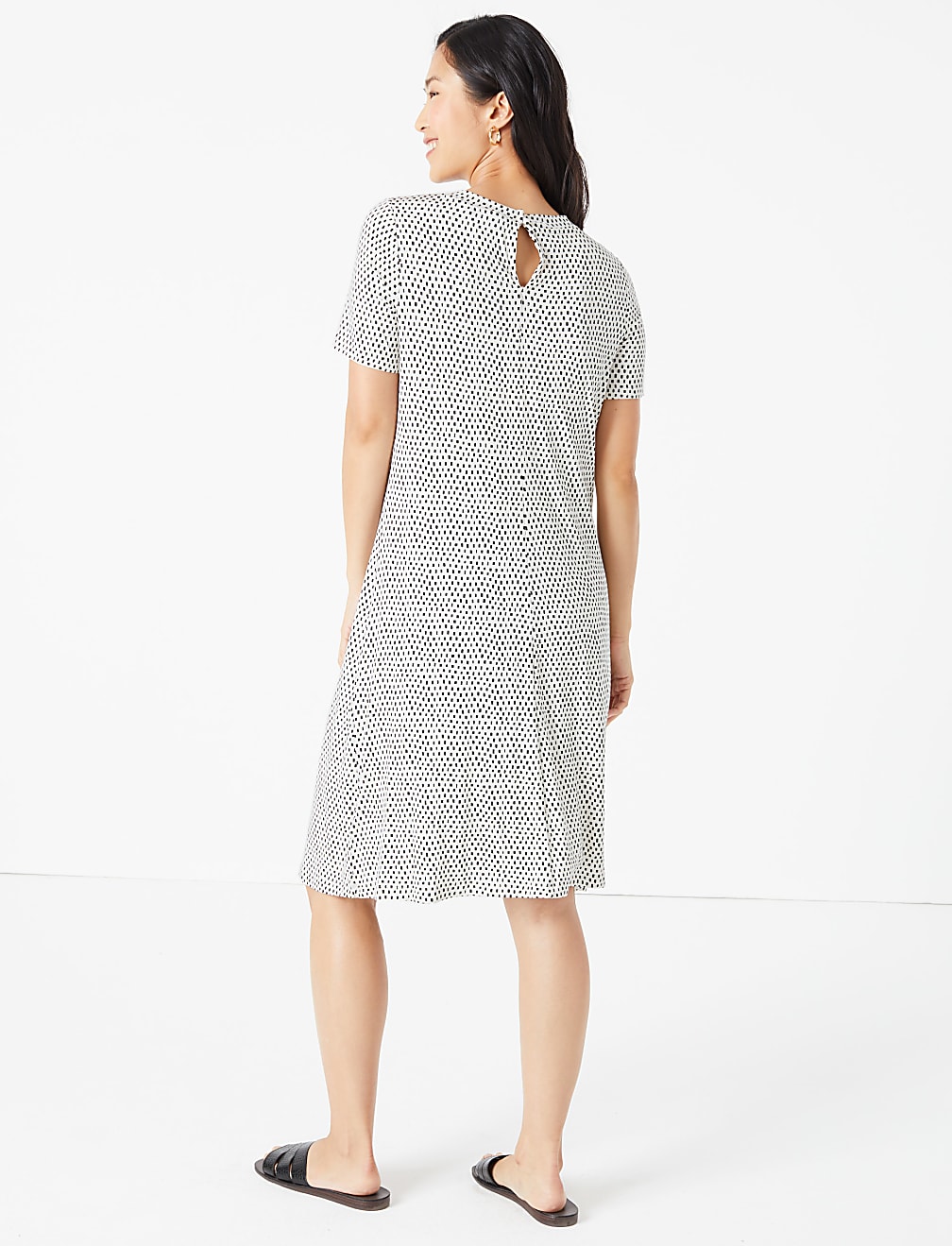 Jersey Printed Knee Length Swing Dress