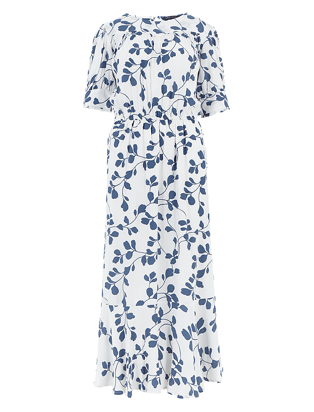 Leaf Print Midi Waisted Dress