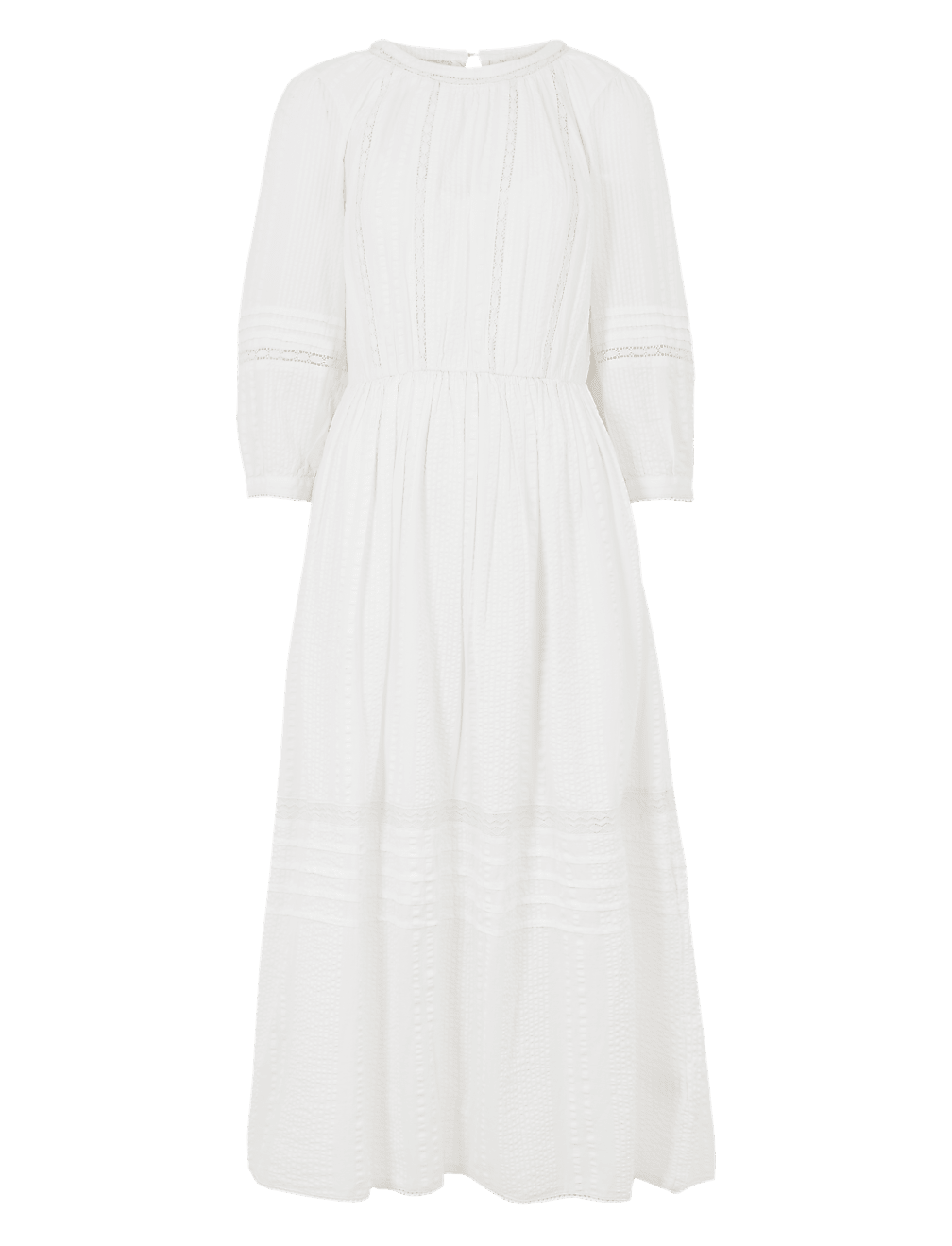 Pure Cotton Lace Trim Waisted Dress