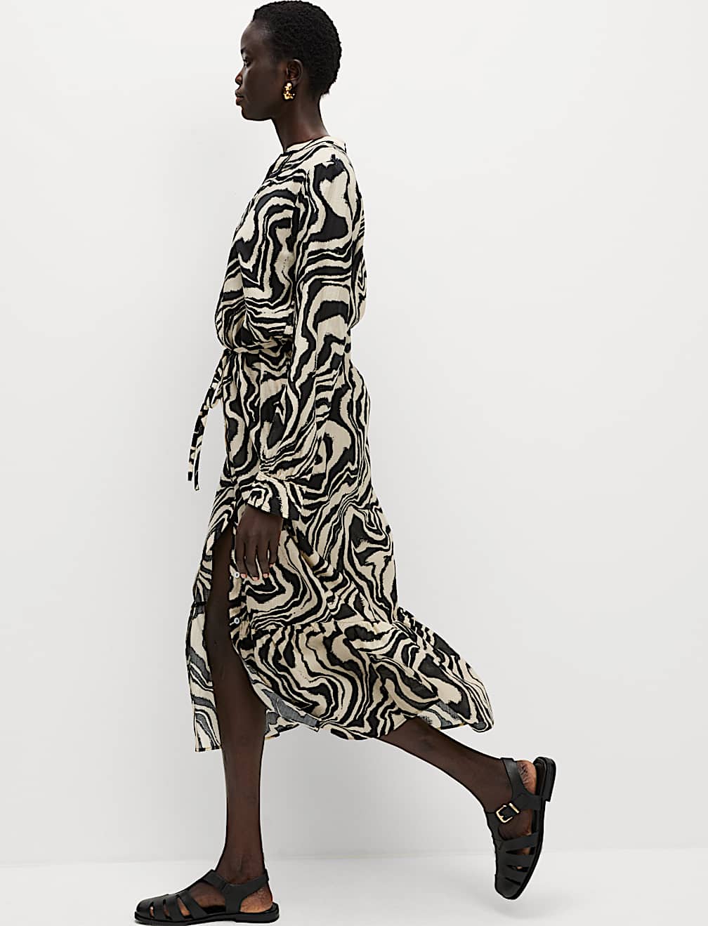 Lyocell Rich Printed Midi Relaxed Dress
