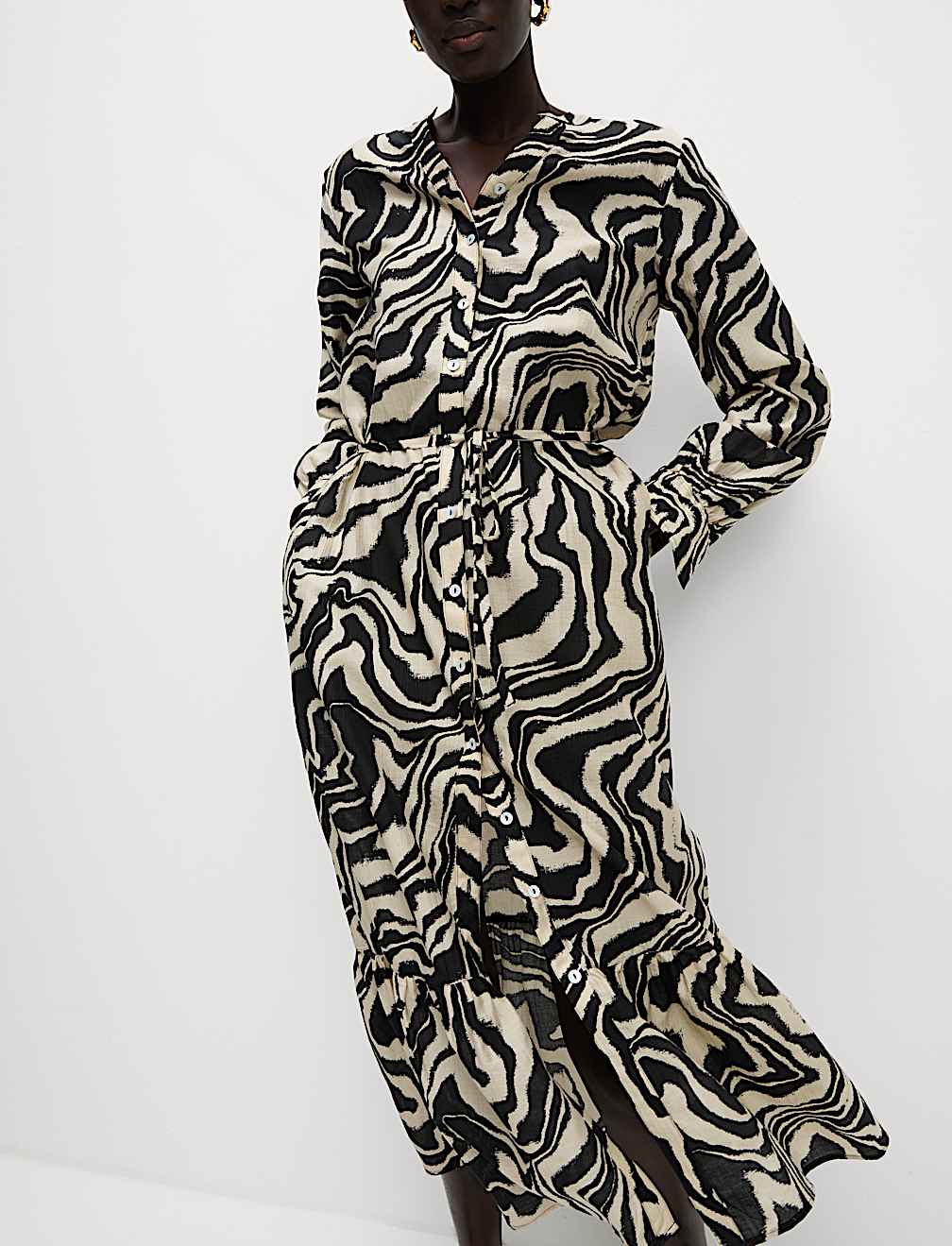 Lyocell Rich Printed Midi Relaxed Dress