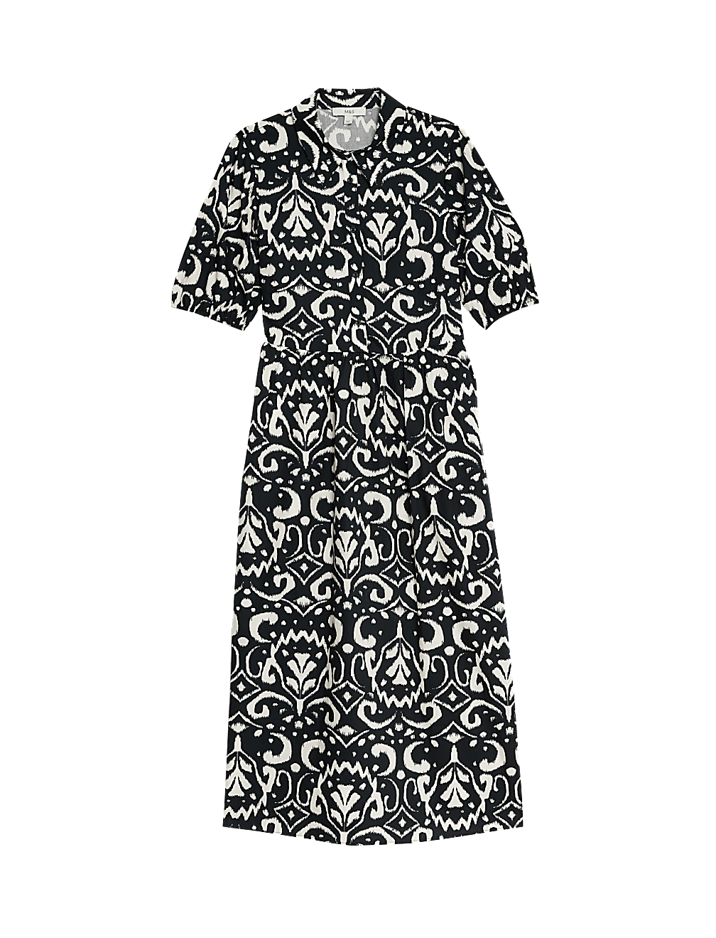 Pure Cotton Printed Midi Shirt Dress