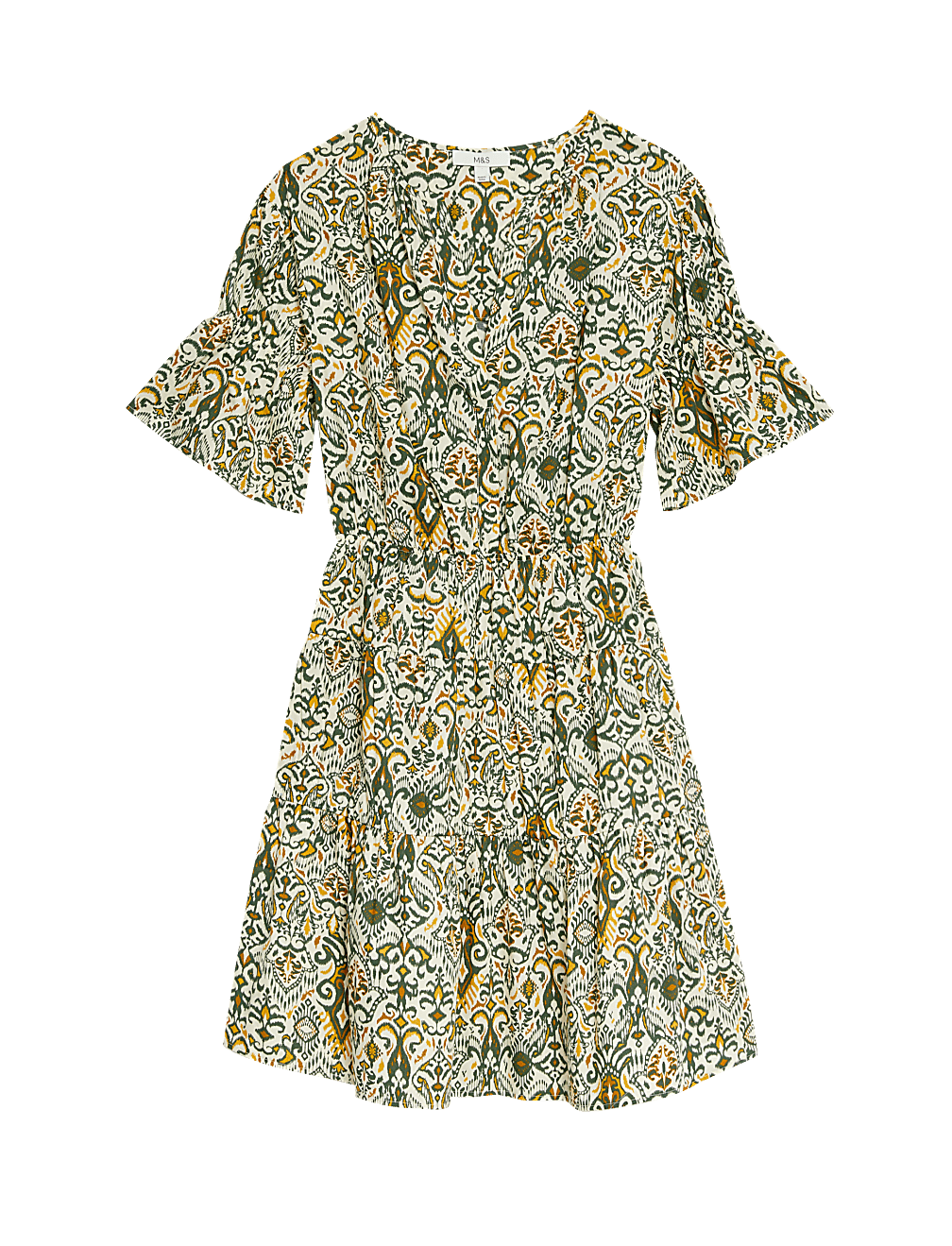 Pure Cotton Printed Mini Waisted Smock Dress