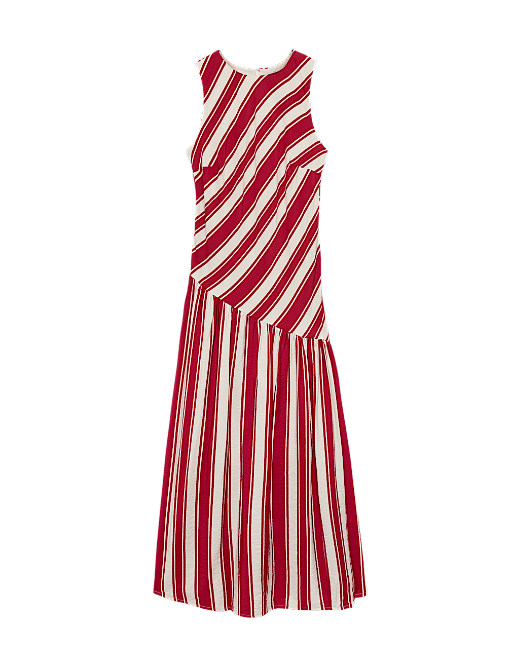 Striped Midaxi Drop Waist Dress