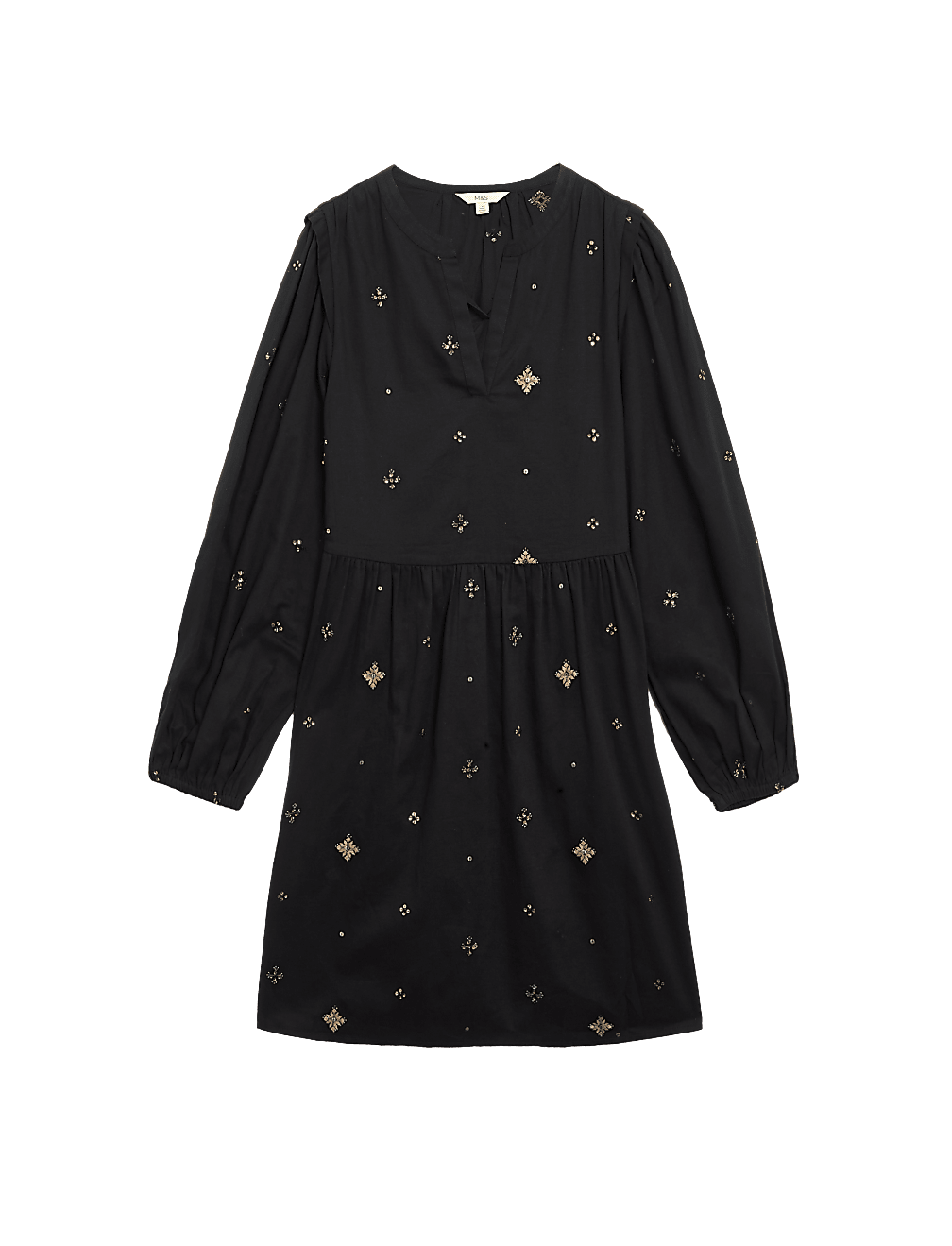 Pure Cotton Embellished Mini Waisted Dress