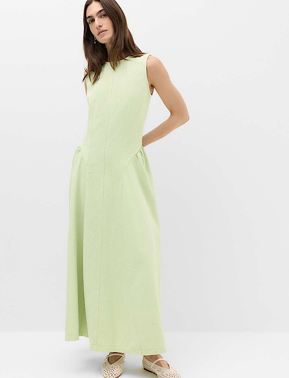 Denim Maxi Drop Waist Dress
