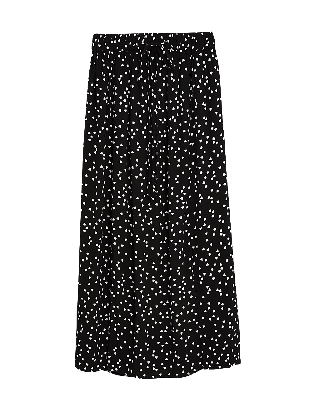 Heart Print Split Front Midi Straight Skirt