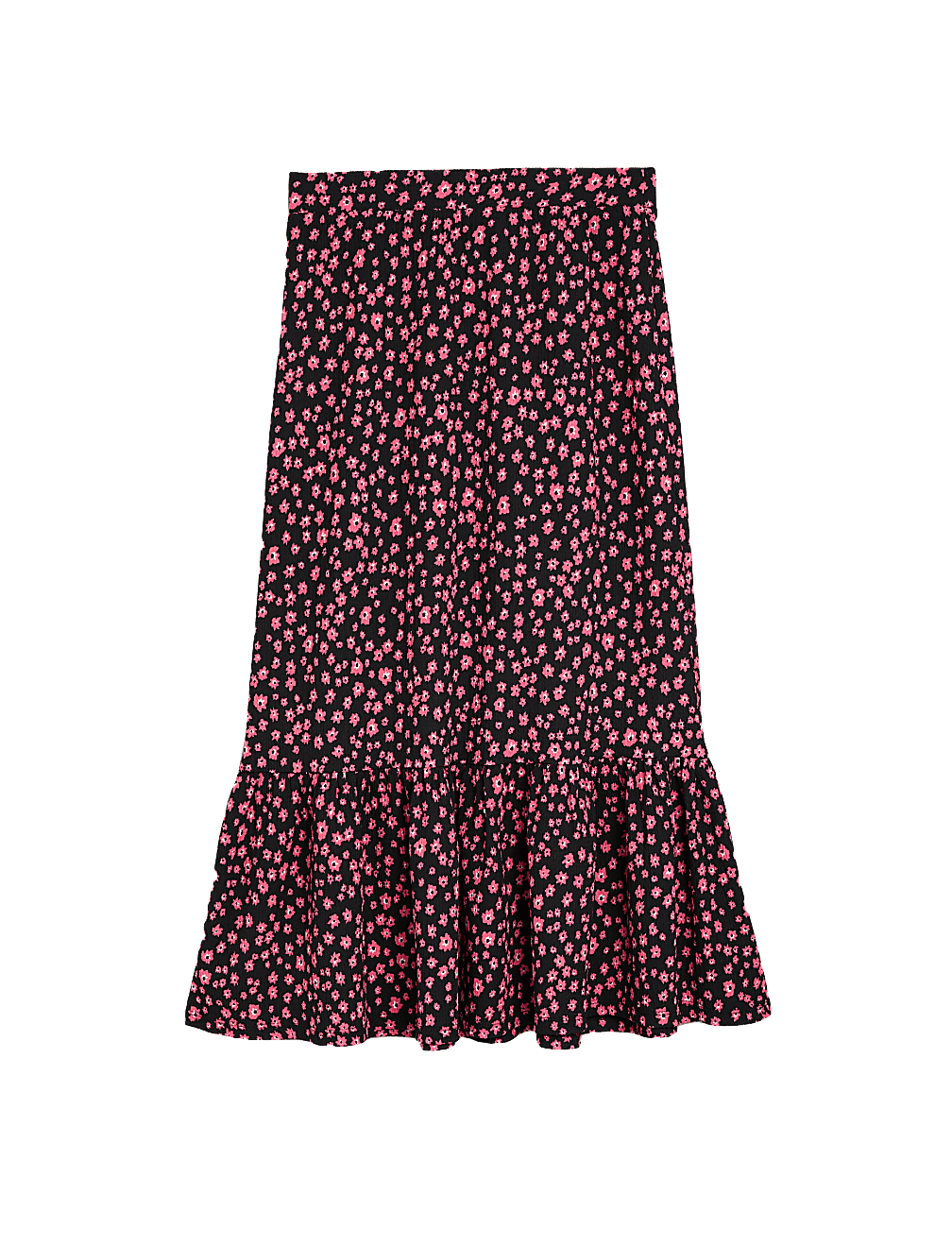 Jersey Ditsy Floral Midi Tiered Skirt
