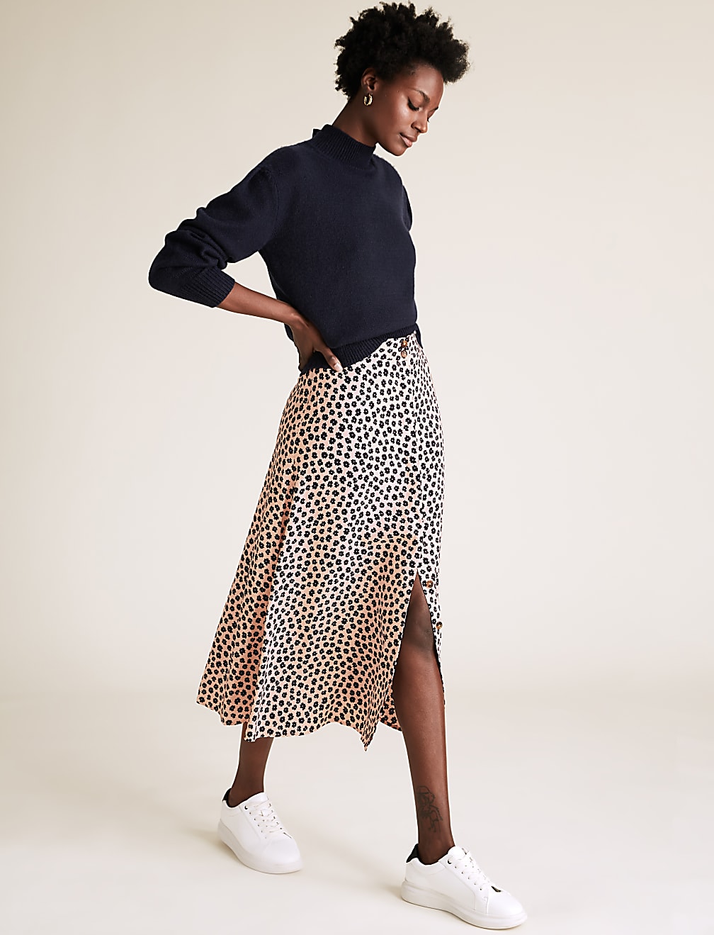 Ditsy Floral Midi A-Line Skirt