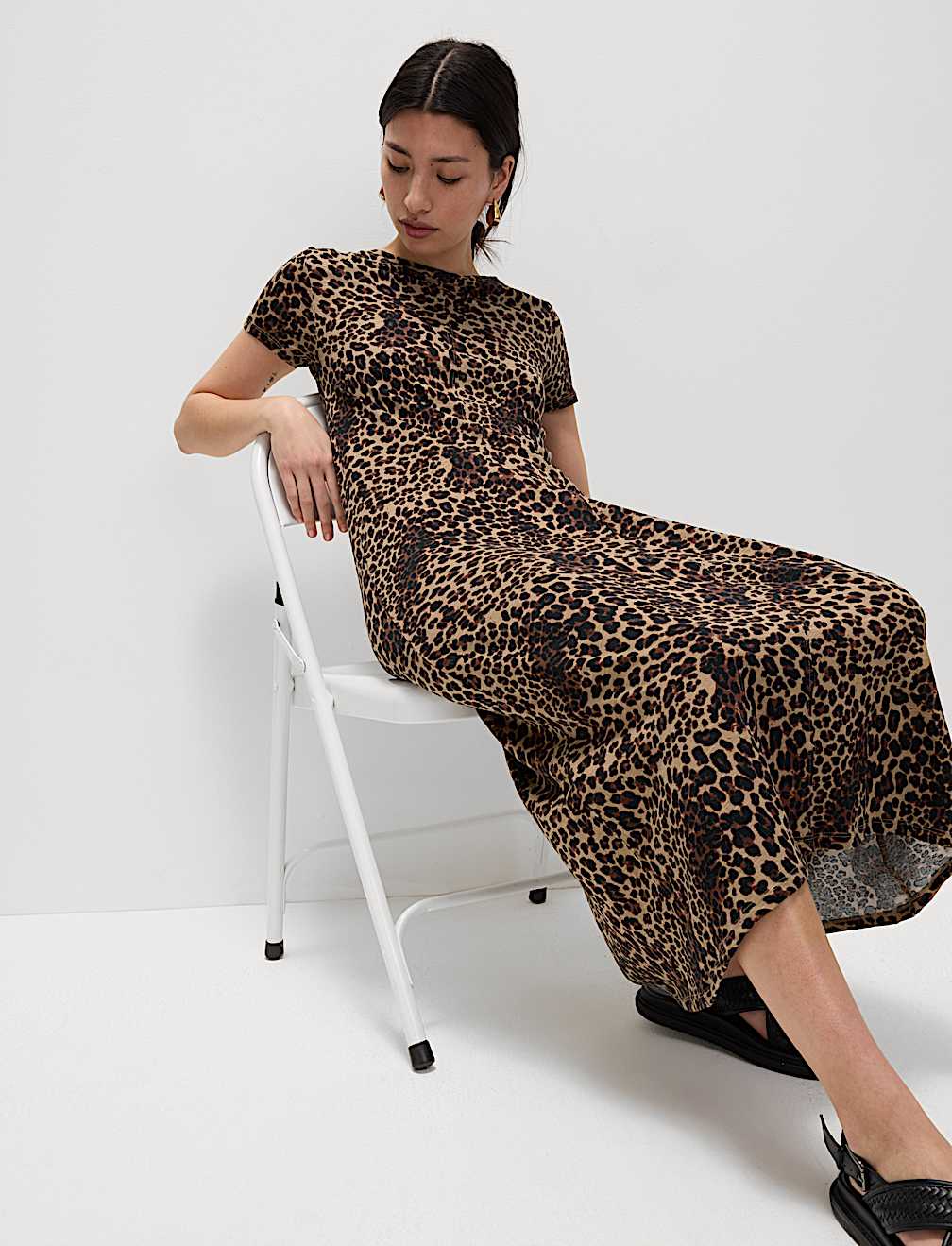 Pure Cotton Printed Midi T-Shirt Dress