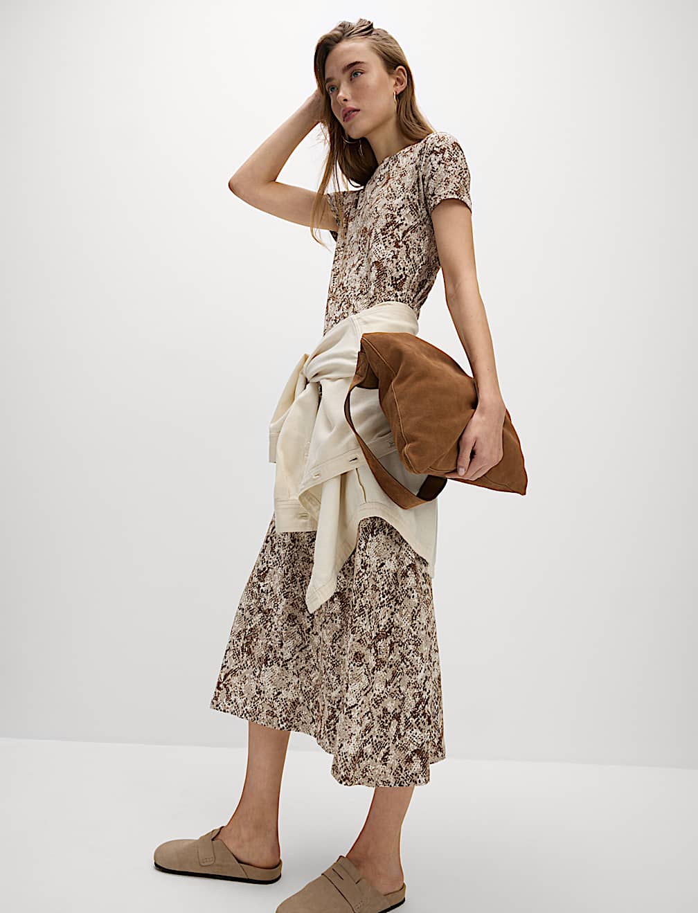 Pure Cotton Printed Midi T-Shirt Dress
