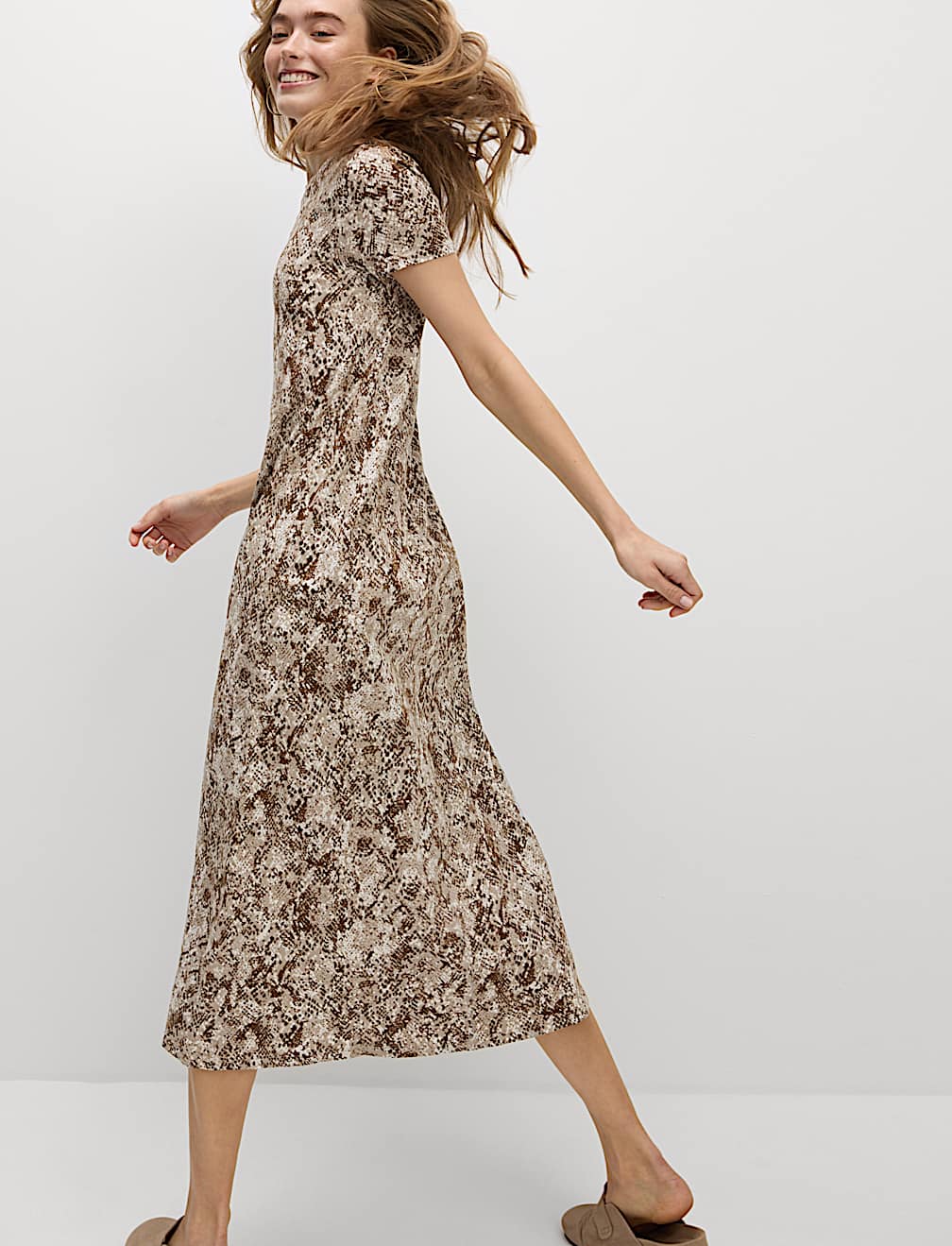 Pure Cotton Printed Midi T-Shirt Dress