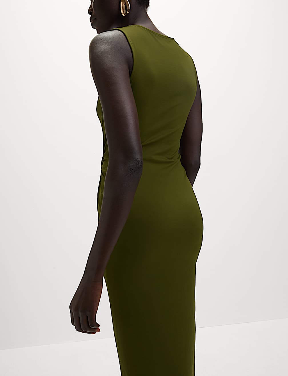 Jersey Round Neck Twist Front Dress