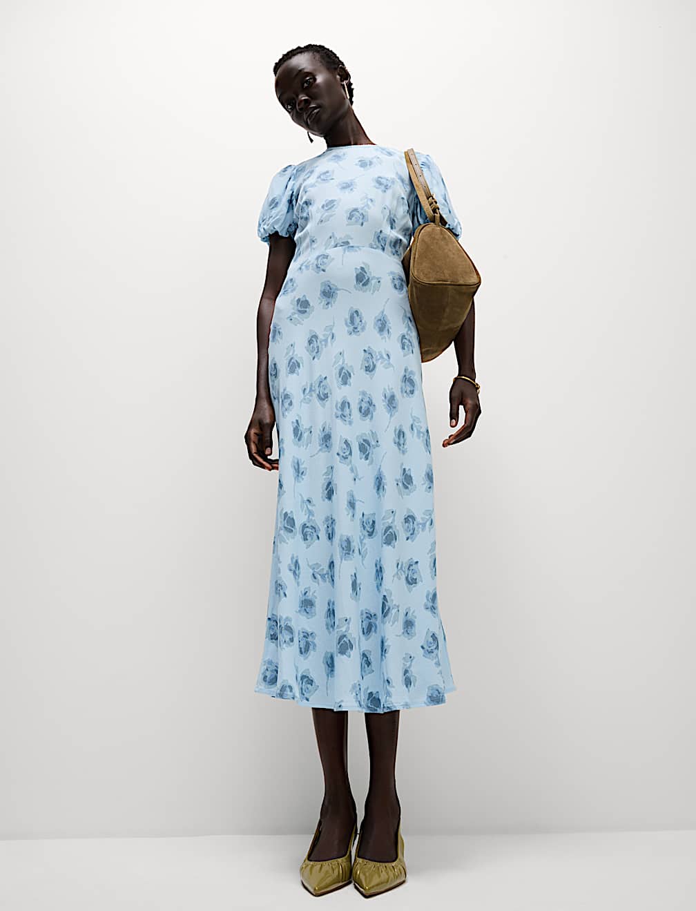 Floral Round Neck Midaxi Tea Dress