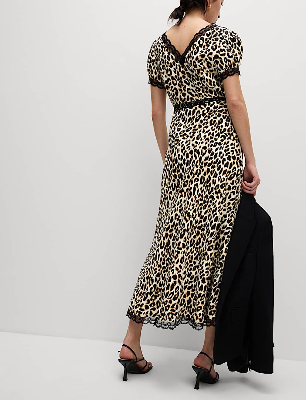 Lyocell Blend Leopard Print Square Neck Midaxi Tea Dress