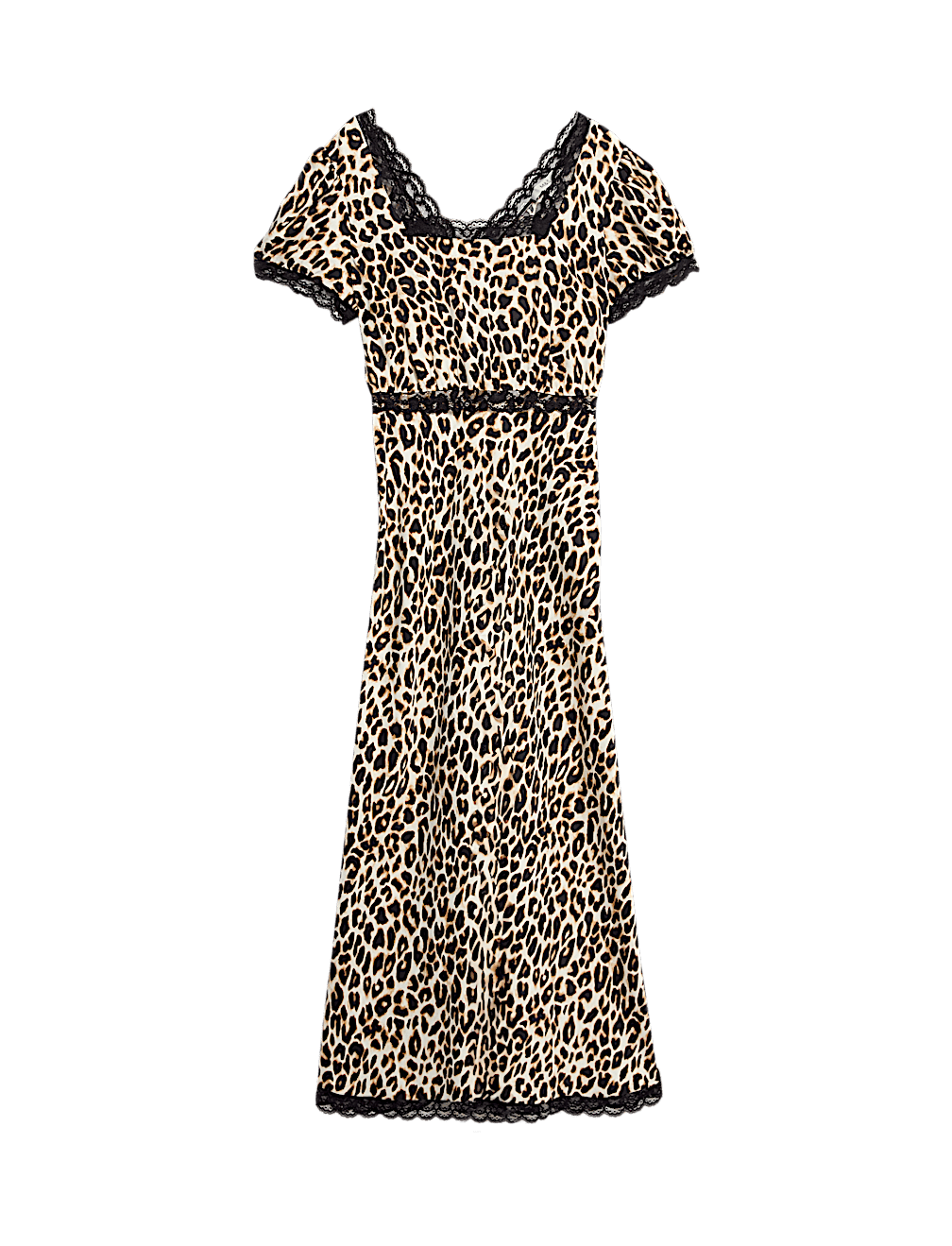 Lyocell Blend Leopard Print Square Neck Midaxi Tea Dress