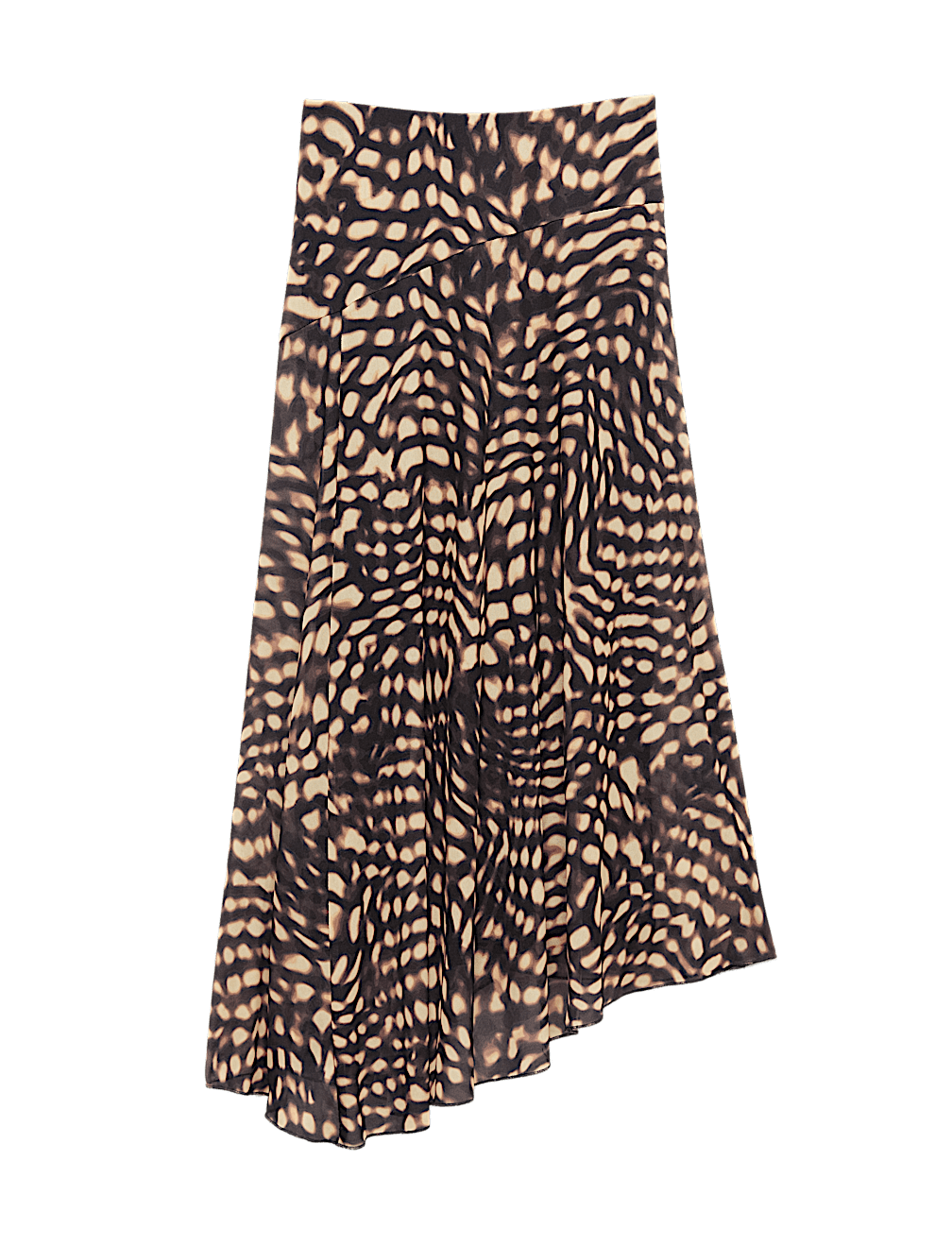 Mesh Animal Print Midi Asymmetric Skirt