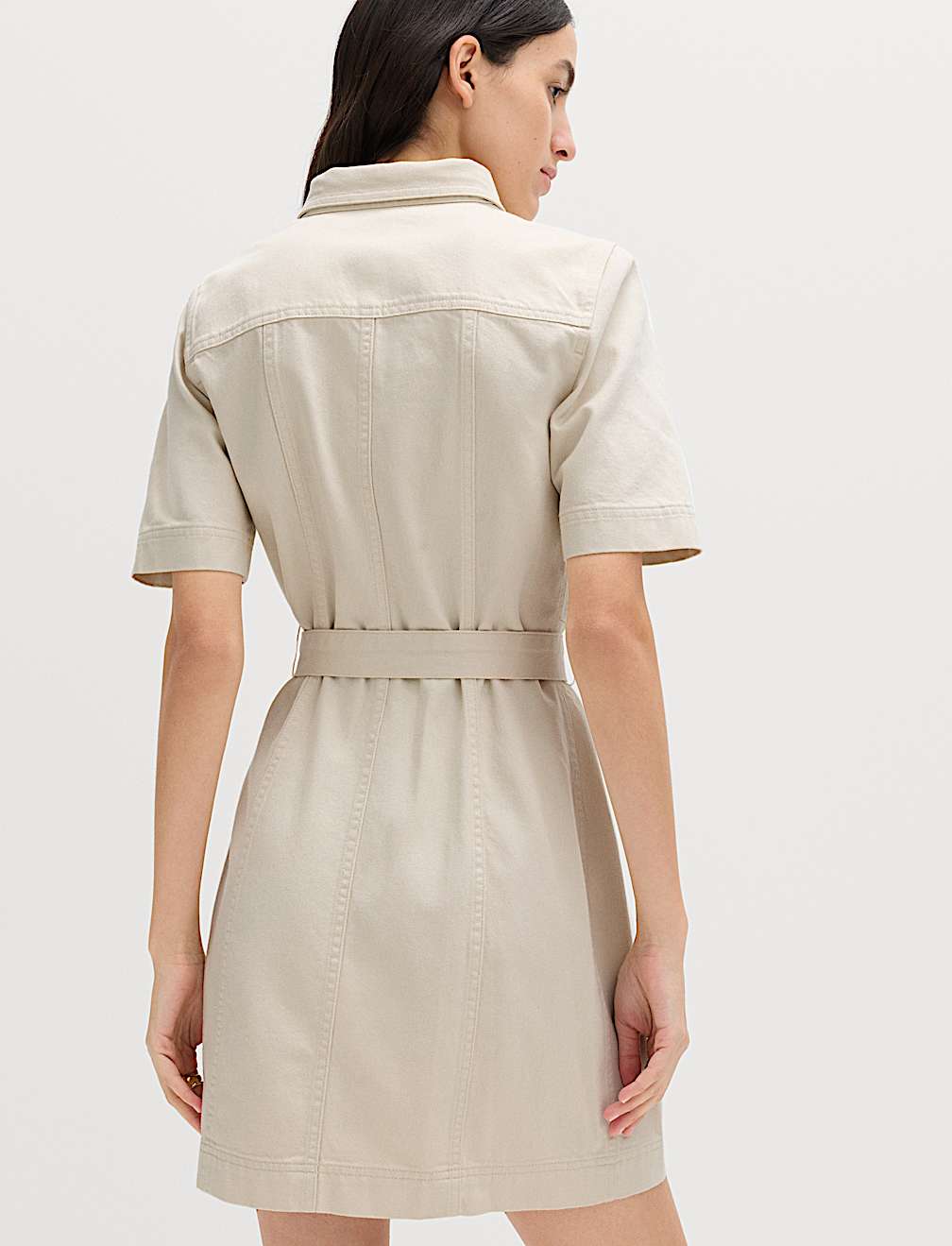 Denim Button Through Mini Utility Dress