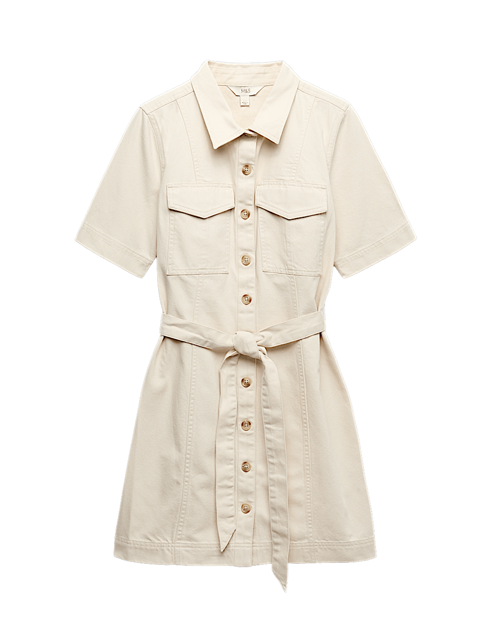 Denim Button Through Mini Utility Dress