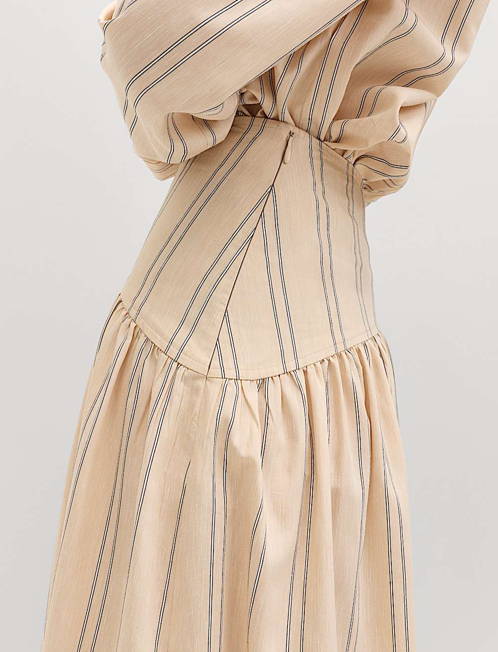 Striped Midaxi Circle Skirt With Cotton