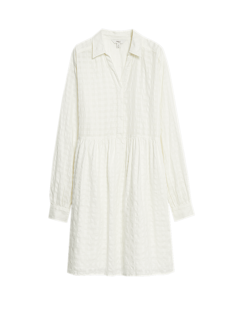 Pure Cotton Textured Mini Waisted Dress