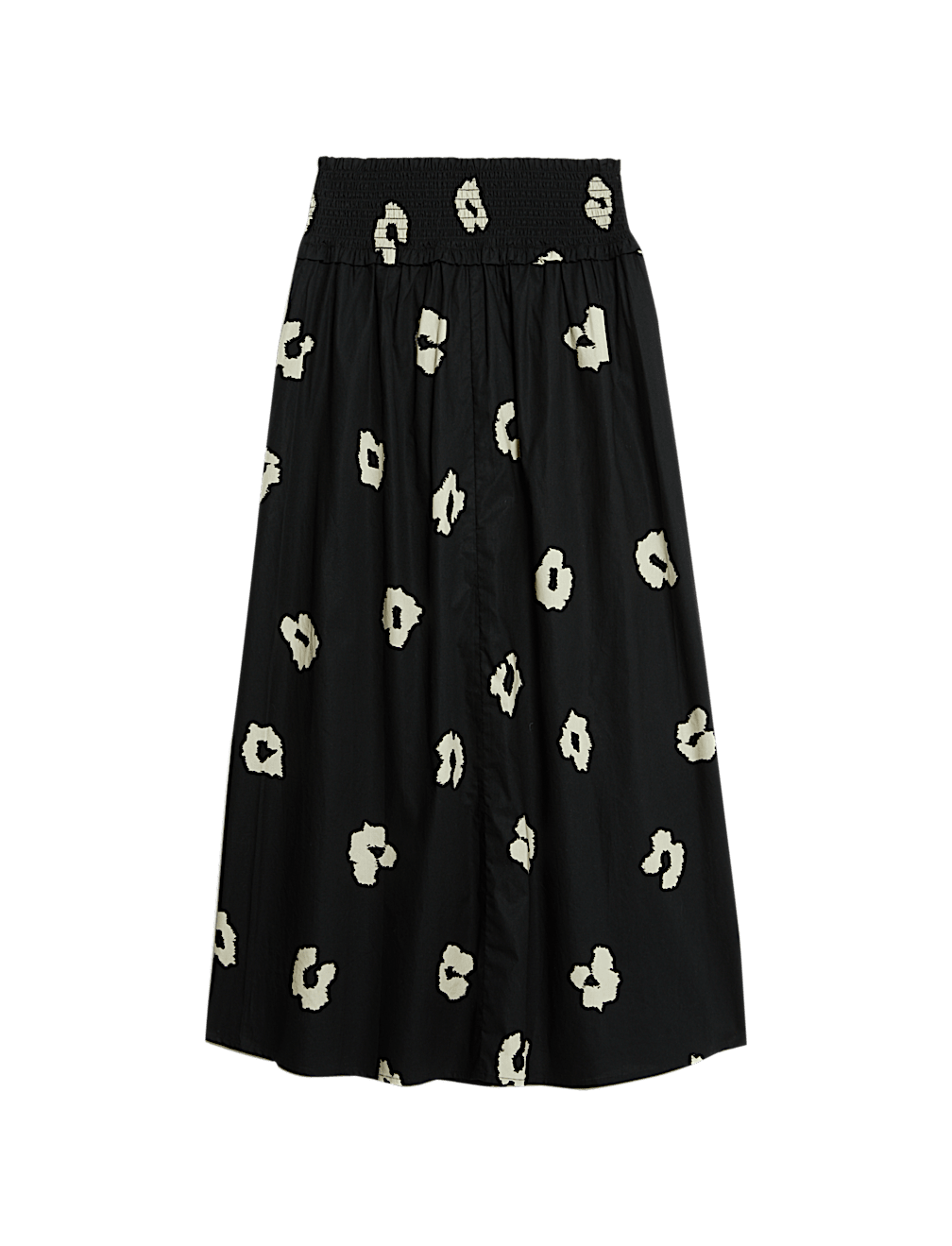 Pure Cotton Shirred Midi A-Line Skirt
