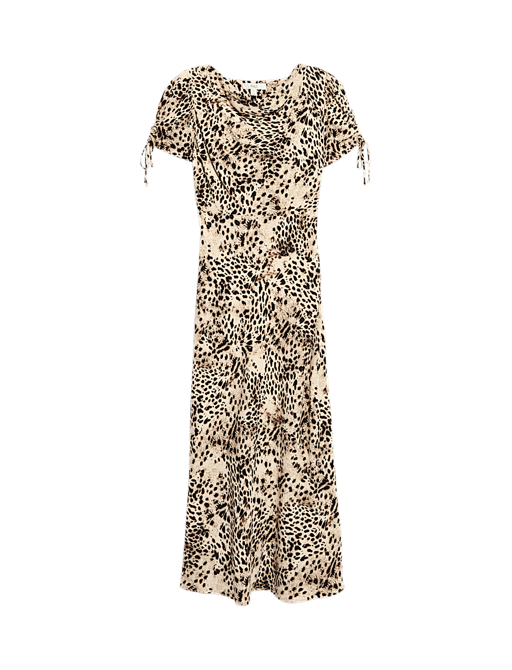 Printed Ruched Sleeve Midaxi Dress