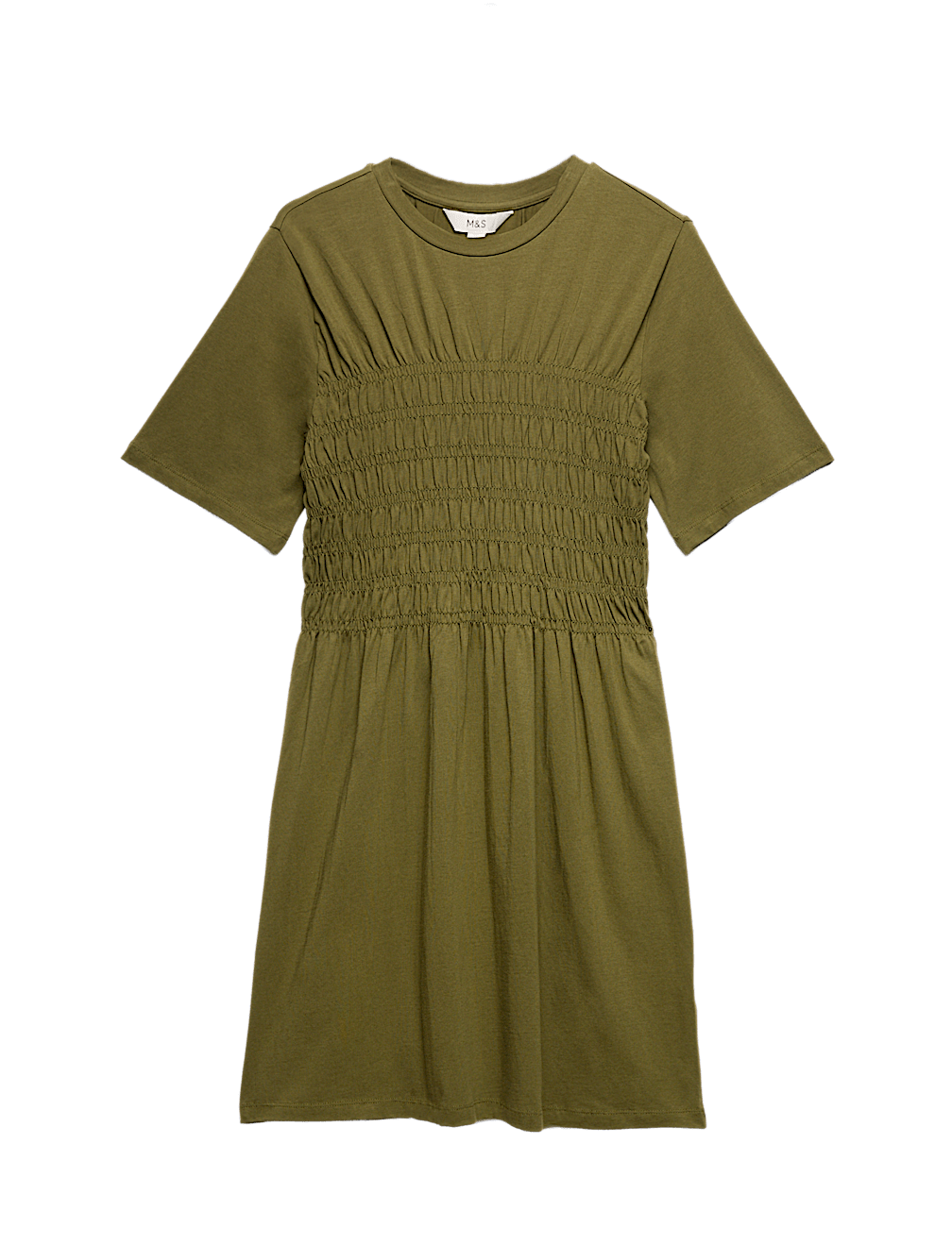 Cotton Rich Shirred Mini T-Shirt Dress