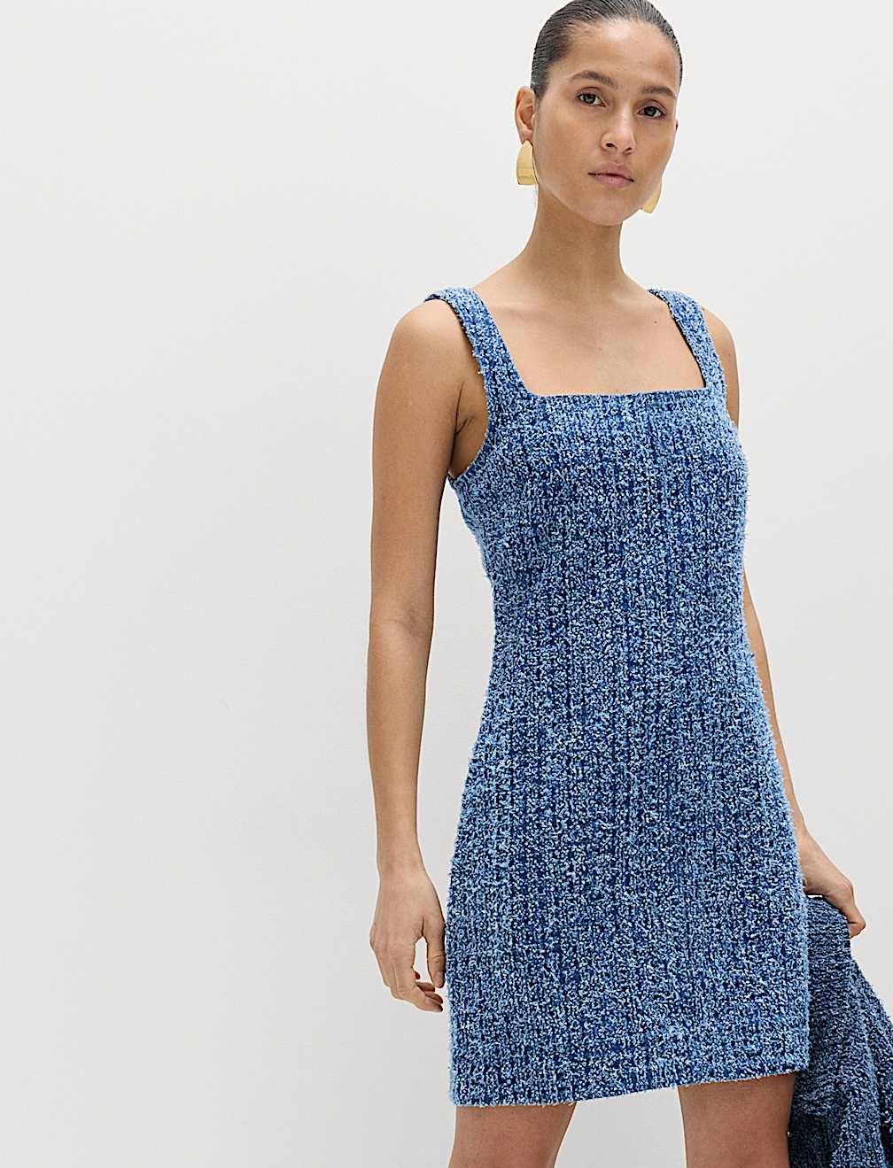 Pure Cotton Denim Tufted Mini Shift Dress