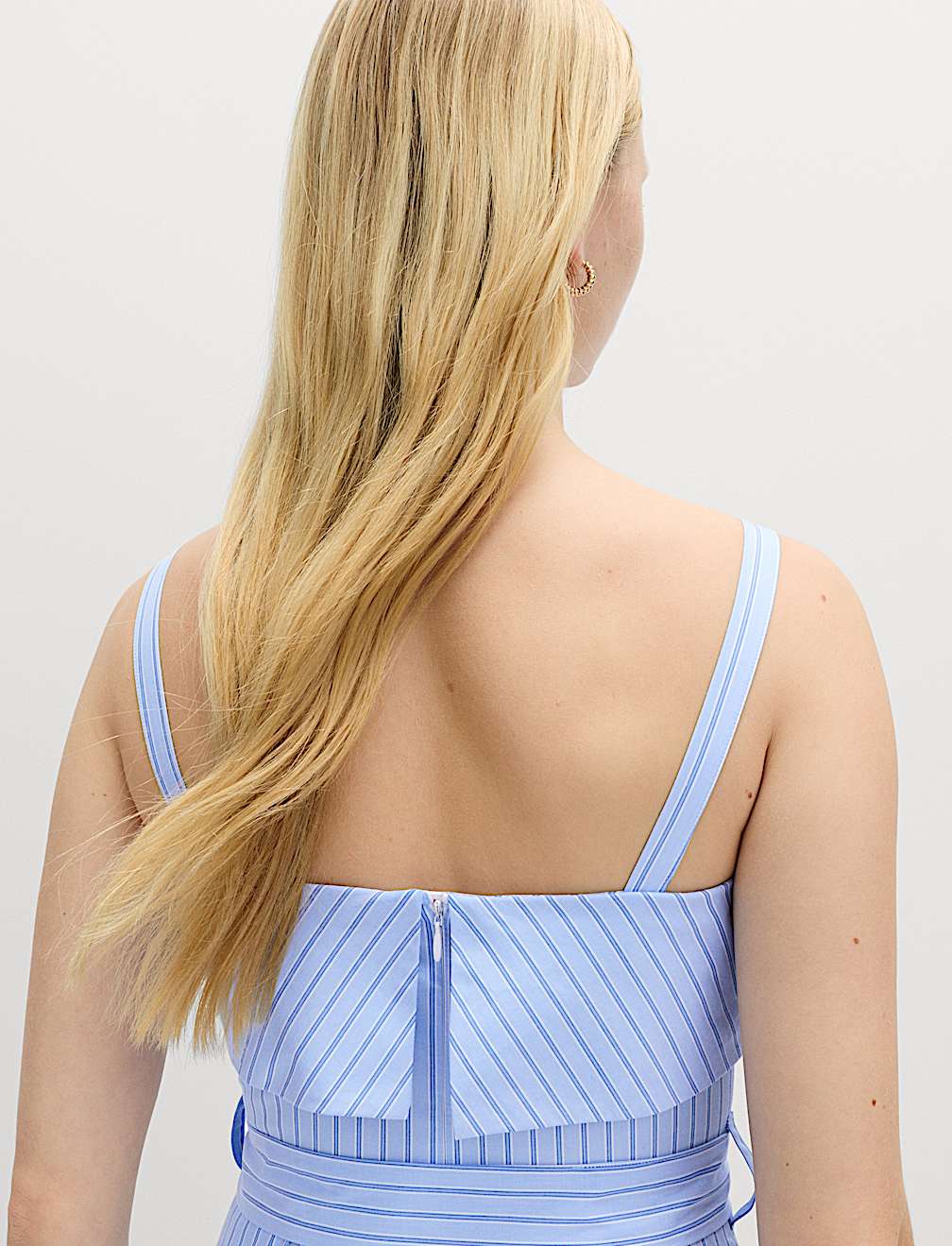 Pure Cotton Striped Midi Cami Dress