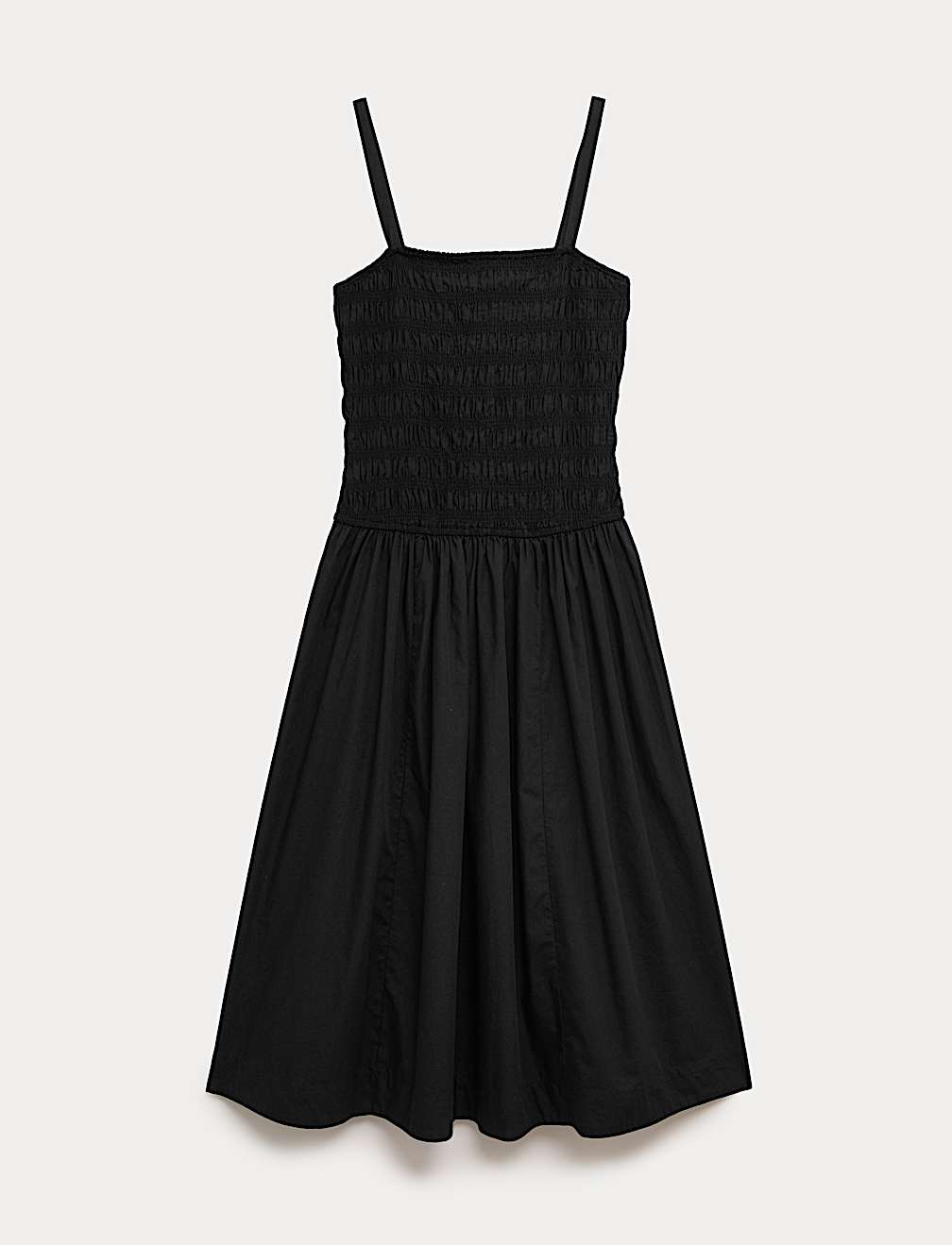 Pure Cotton Midi Shirred Cami Dress